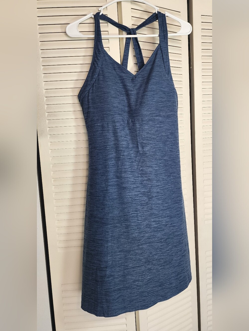 Kyodan Heather Navy Midi Dress with Crossed Straps